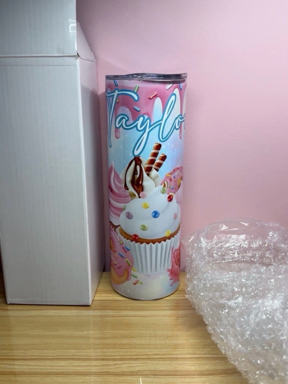 NEW CUSTOM TAYLOR Insulated Cupcake Theme Tumbler with Lid